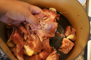 Mix the meat and marinade