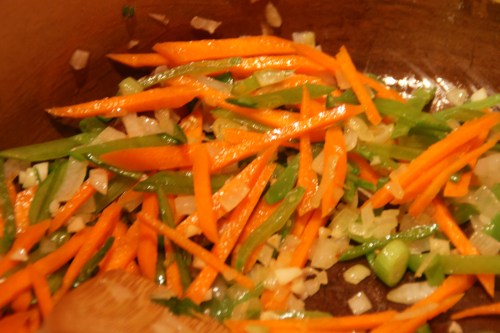 Carrots and snow peas