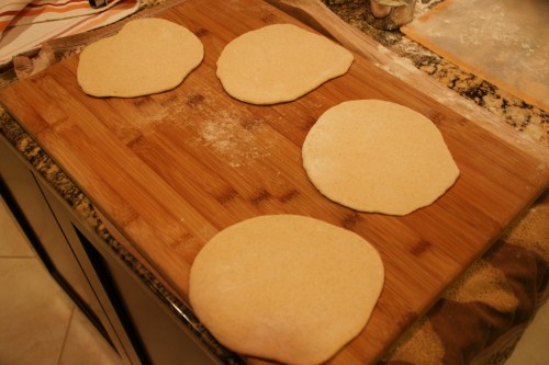 Pitas ready for the oven...
