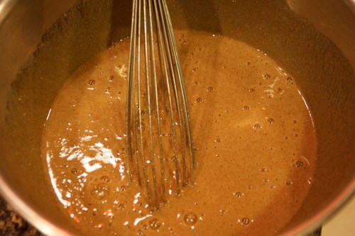 Whisk until all the lumps of sugar are dissolved; the mixture may get a little foamy.