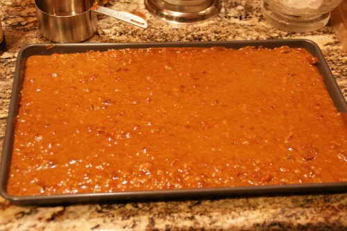 Be very careful pouring-- the toffee WILL burn!