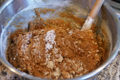 2/3 of the flour has been added; it's still a little wet