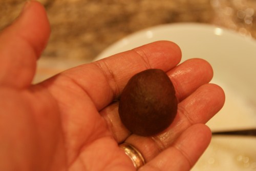 A single chocolate cookie ball...