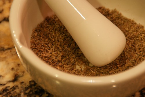 Crush, but do not grind to powder...