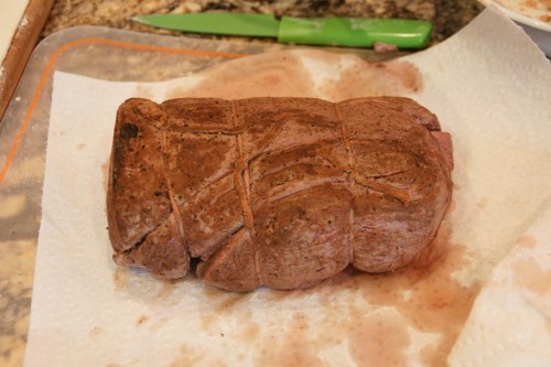 Dry off the roast well with toweling.