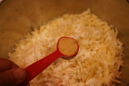 Sometimes the mustard clumps, so make sure you break it up when you toss the cheese