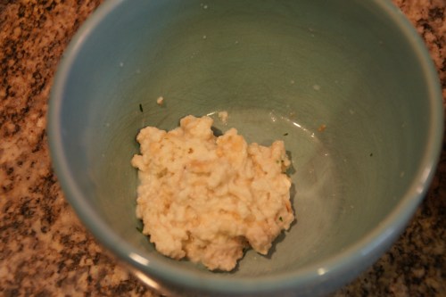 Make sure the bread is thoroughly mashed up.