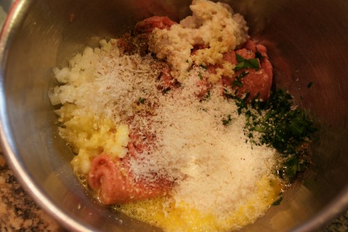 If the bread is dripping, squeeze some of the liquid out before adding to the other ingredients.