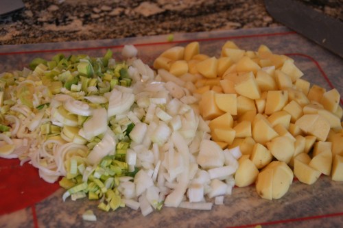 One pound of each, chopped small