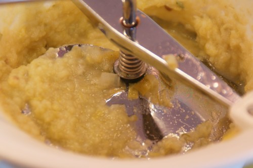 Reverse the direction of the crank every now and then to "clean" the blade.