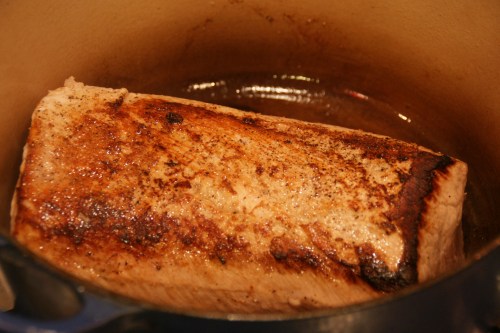 I use tongs and a pancake spatula to help turn the roast