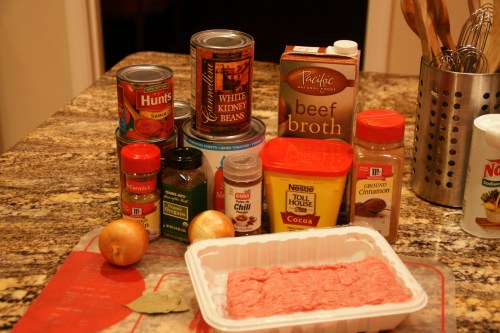 All pantry items, except for the ground turkey