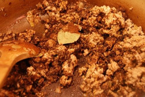 Don't worry if the spices clump up, just stir them around to distribute