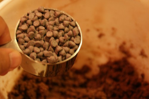 It was more like mashing than stirring them into the dough!