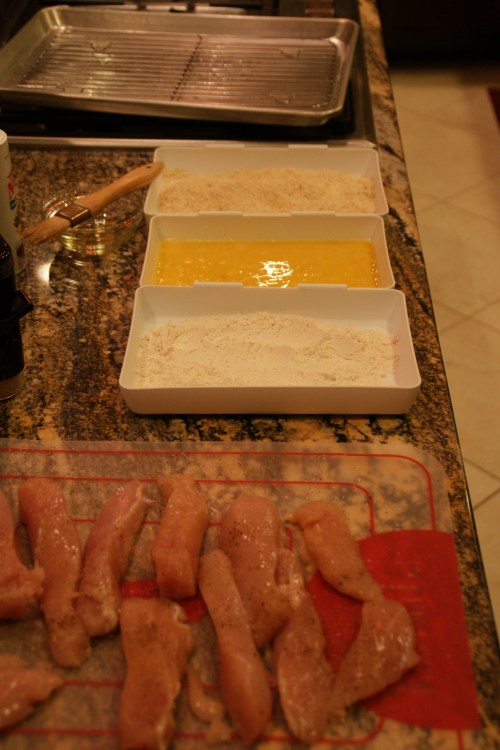 My chicken dredging assembly line!