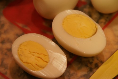 Nice yellow yolk, no green, not overcooked...