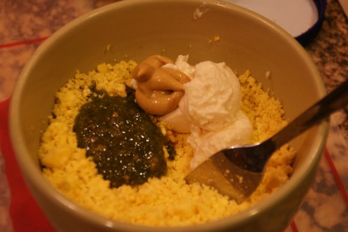 If the pesto is fairly loose (liquid), you may need to add more.  TASTE!
