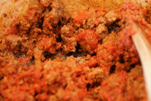 The mixture will be very thick, but don't worry, continue to stir and brown the paste