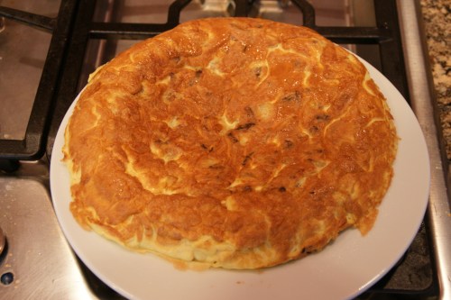 Tortilla should slide easily back into the pan