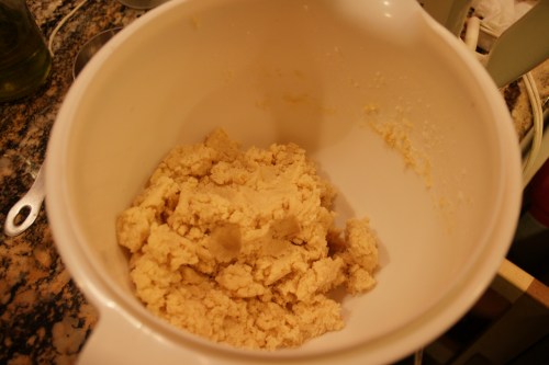 The dough is stiff, but malleable