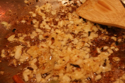 Gold onions-- but do you see all that chicken fond on the bottom of the pan-- YUM