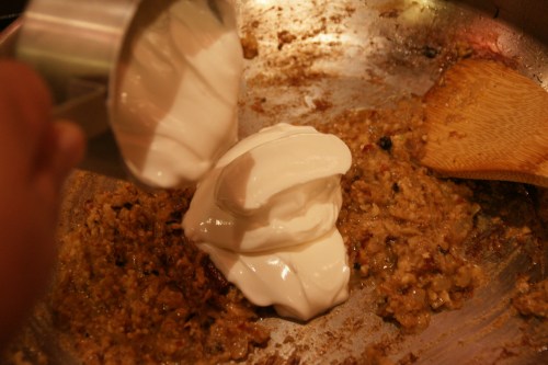 Pour and STIR; you'll be starting to deglaze the fond...