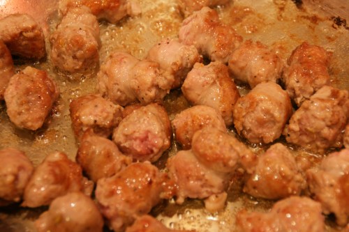 You're browning, not cooking all the way through!