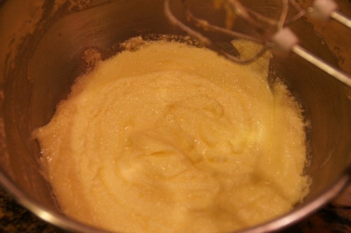 Don't add the next egg til the first is completely blended into the sugar/butter mixture