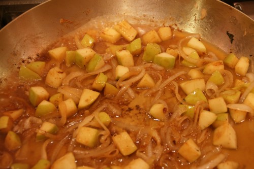 It's not a lot of cider, just enough to help finish cooking the pork