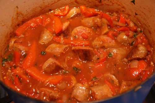 The sauce is fairly thin, but will thicken as it simmers