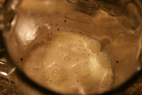 The heat from the cream will melt the pulverized chocolate chips!