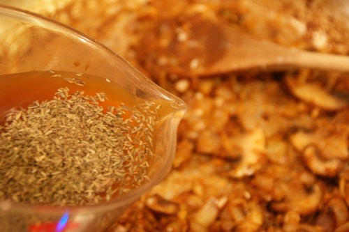 I just put the Worcestershire and seasonings right into the measuring cup along with the broth