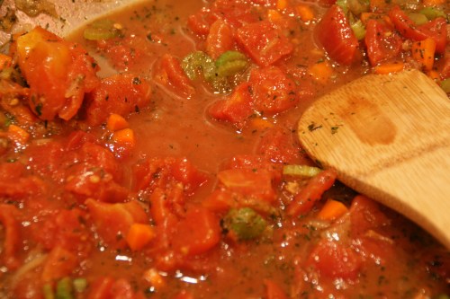 Stir and scrape up any remaining bits