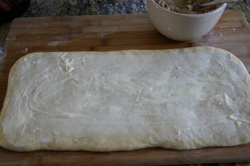 Spread the butter leaving a 1-inch border all around