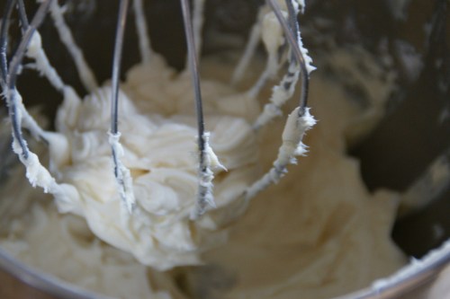 I had heavy cream, so I just added it to the bowl-- see how light and fluffy the frosting has become?
