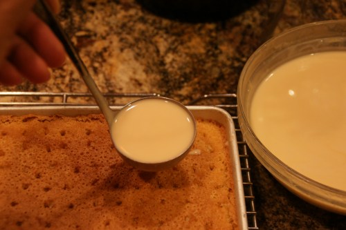I use a ladle instead of pouring from a measuring cup, for more control