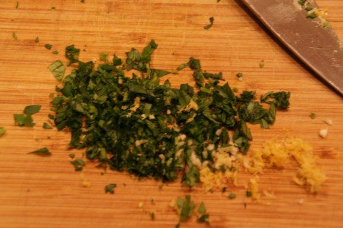 The gremolata adds a fresh zing after so many hours of braising-- we love it!