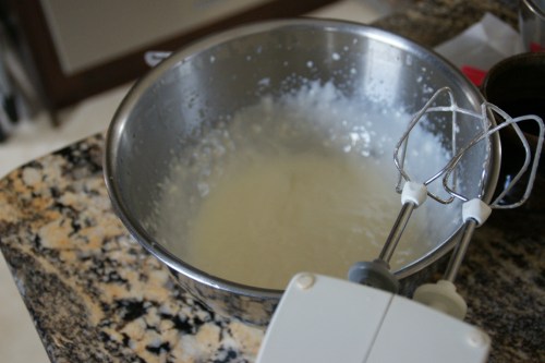 It's an off-white, thin mixture