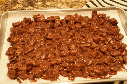 I used an off-set spatula to spread the mixture across the pan