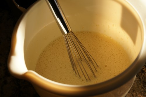 Make sure the eggs and milk are blended well