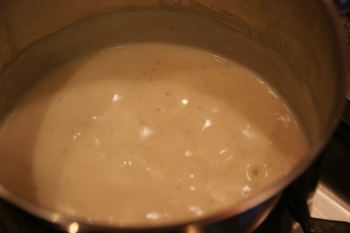 Keep the bechamel at a slow simmer