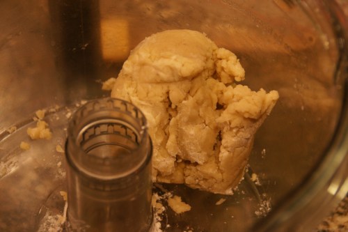 I use a small rubber spatula to scrape the bits into a ball