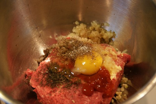 Filling Round 1:  seasonings and egg