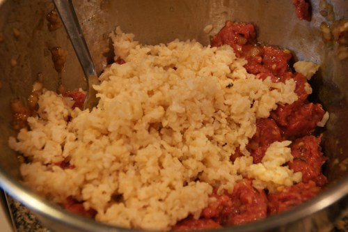 Brown rice is a bit chewier and adds a little more heft to the filling