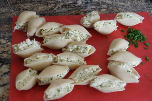 The shells should not be bulging with filling!