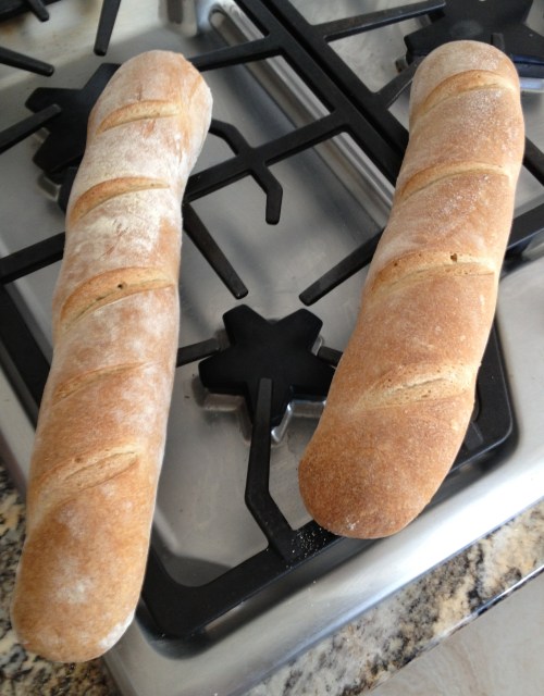 Warm and crusty French baguette