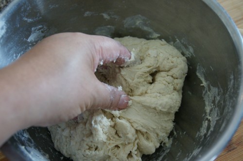 I lean towards stickier dough since I can correct that while kneading