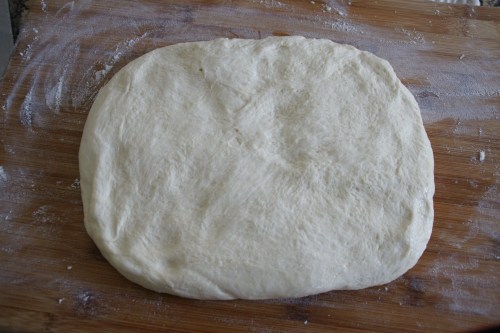 GENTLY shape into a rectangle. Try not to de-gas the dough too much!