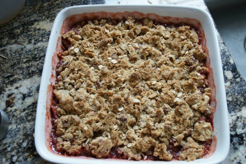 Let the crumble cool so the juices can thicken a bit!
