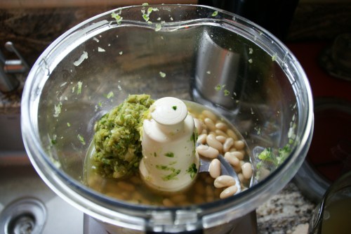 Pureeing some of the beans creates a thickener for the chili!